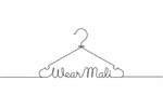 zeichne einen kleiderbügel aus einem strich mit eingelassenem Wear Mali Schriftzug